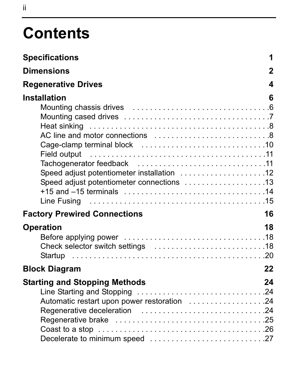 LEESON Chassis Mount Regenerative Control: 175721.00 User Manual | Page 4 / 56