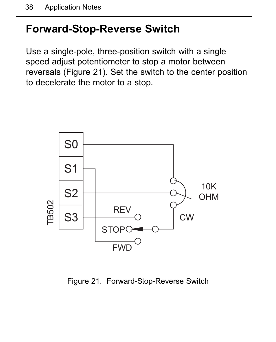 S0 s1 s2 s3, Forward-stop-reverse switch | LEESON Chassis Mount Regenerative Control: 175721.00 User Manual | Page 44 / 56