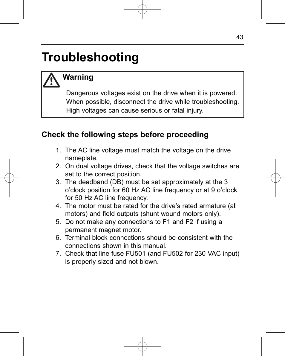 Troubleshooting | LEESON Chassis Mount Regenerative Control: 175721.00 User Manual | Page 49 / 56