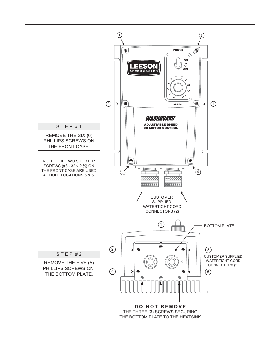 Figure 2. cover removal for terminal strip access, Speedmaster™ operation manual, Installation | LEESON NEMA 4X SCR Control: 174107.00 User Manual | Page 12 / 49