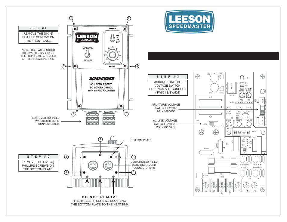 LEESON NEMA 4x SCR Control: 174103 User Manual | 2 pages
