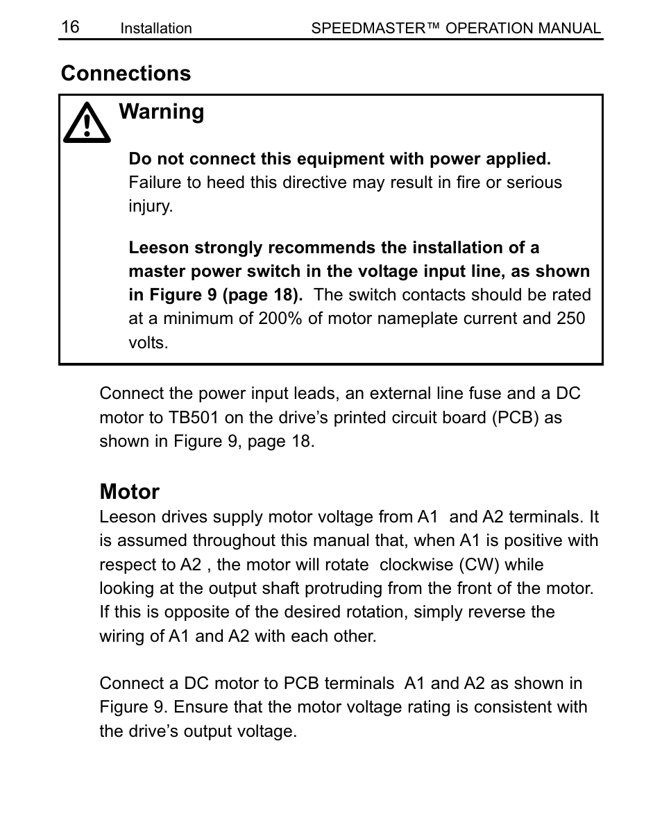 LEESON SCR Thyristor Motor Control User Manual | Page 22 / 60