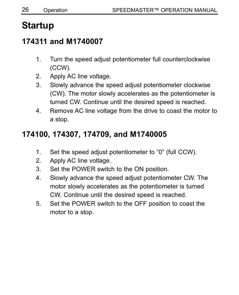 Startup | LEESON SCR Thyristor Motor Control User Manual | Page 32 / 60