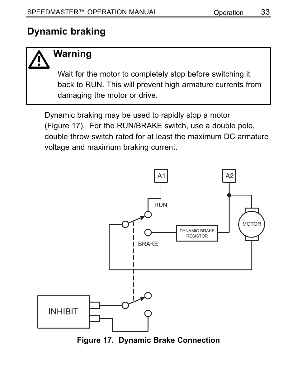 Dynamic braking, Warning | LEESON SCR Thyristor Motor Control User Manual | Page 39 / 60