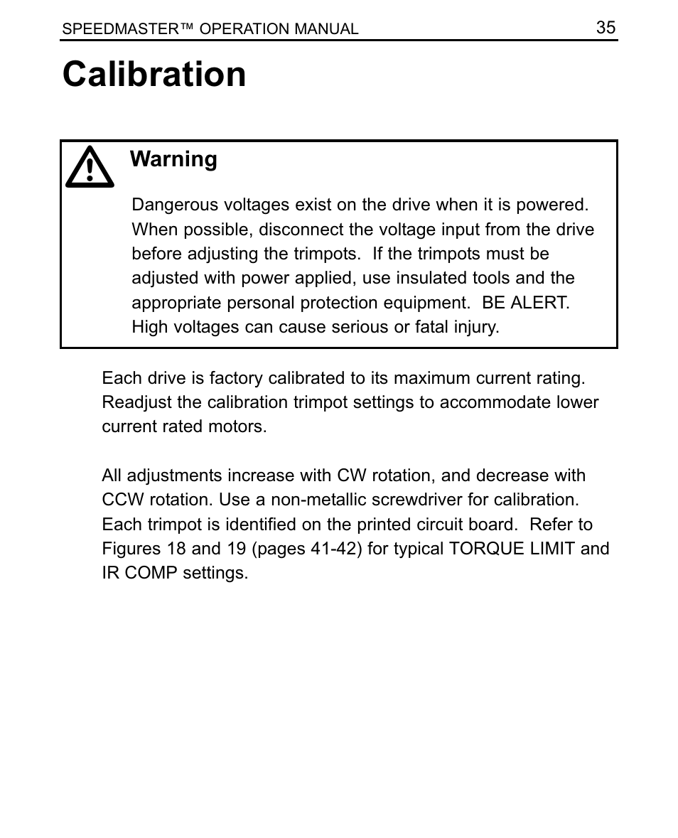Calibration | LEESON SCR Thyristor Motor Control User Manual | Page 41 / 60