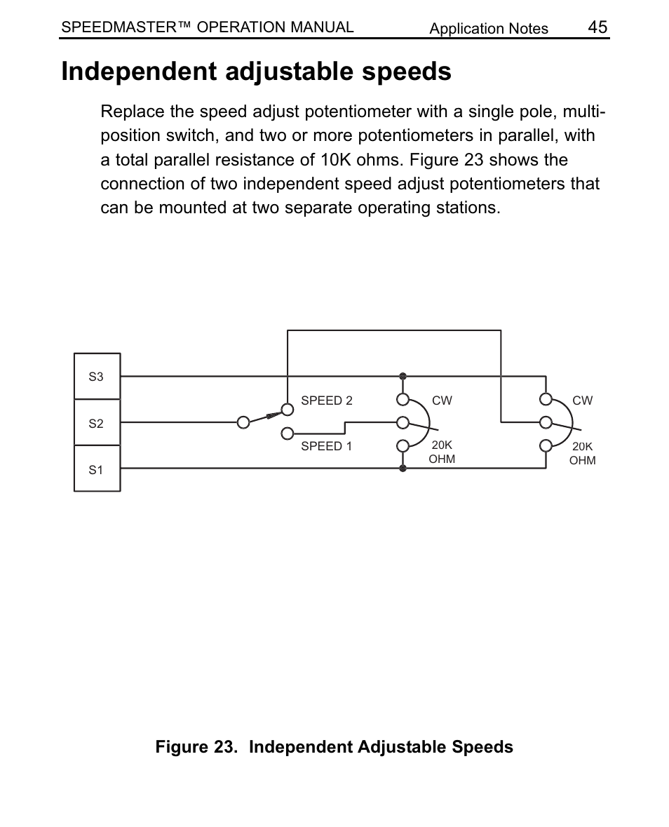 Independent adjustable speeds, Figure 23. independent adjustable speeds | LEESON SCR Thyristor Motor Control User Manual | Page 51 / 60