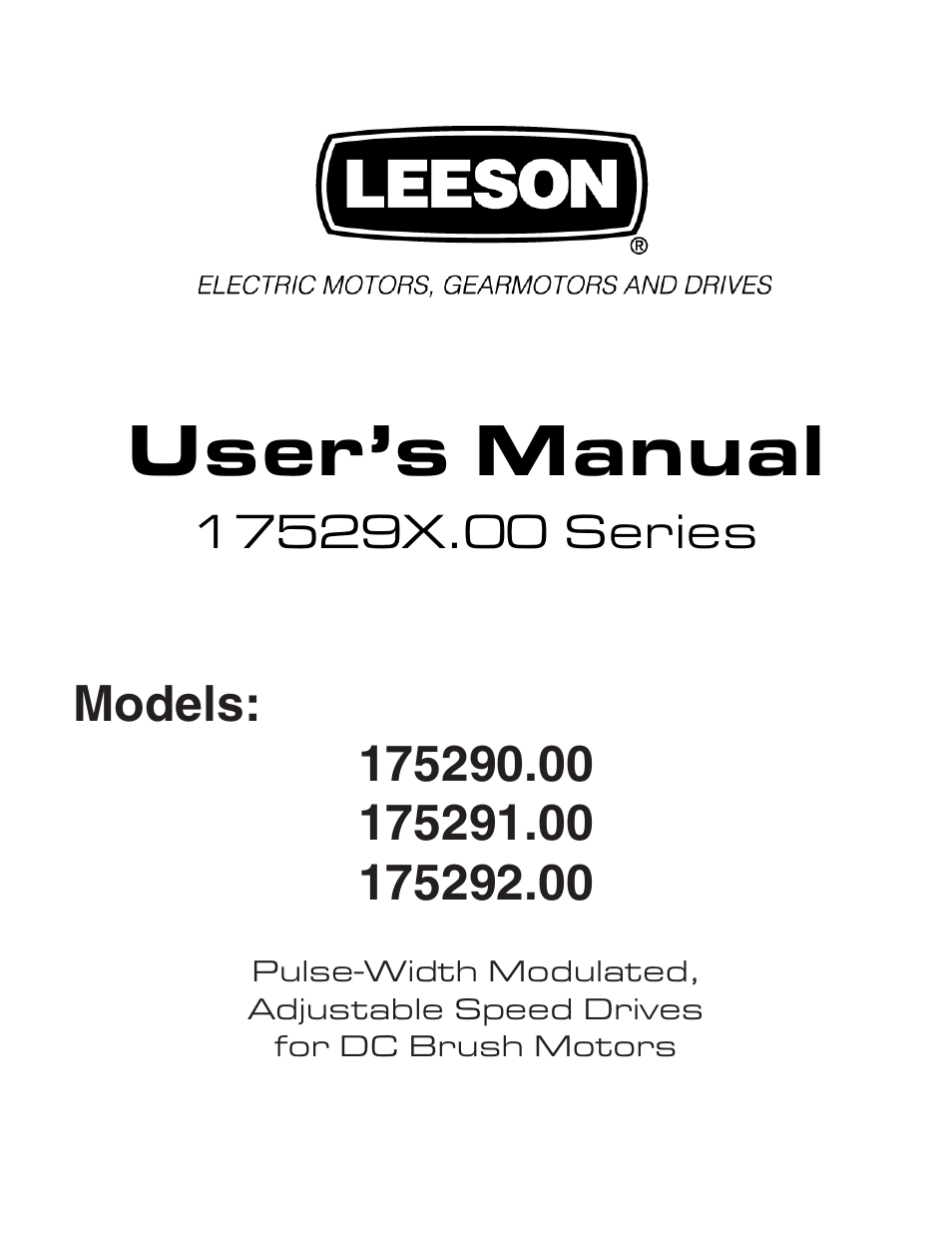 LEESON Chassis Mount PWM Control: 175292.00 User Manual | 44 pages