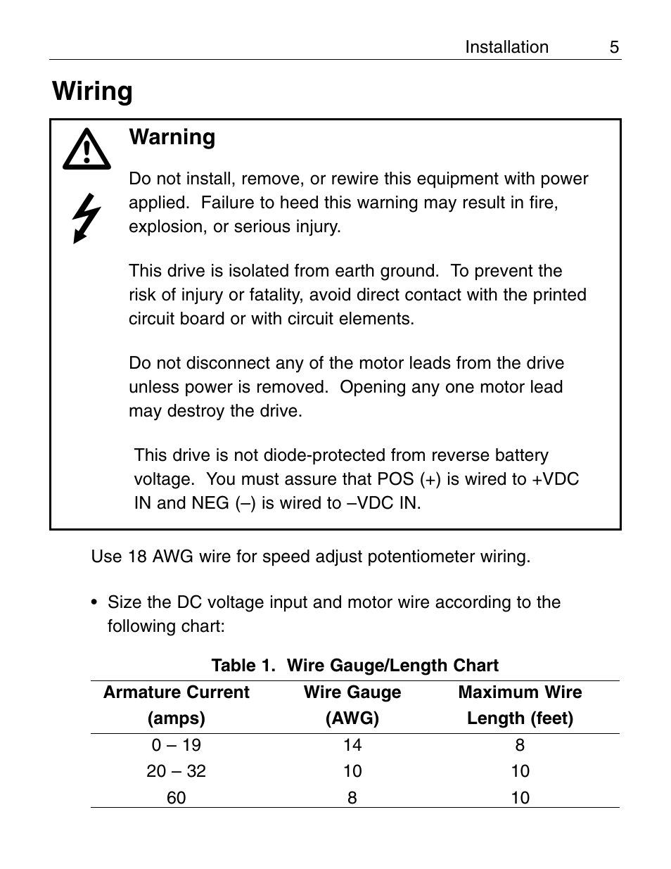 Wiring | LEESON Chassis Mount PWM Control: 175292.00 User Manual | Page 11 / 44