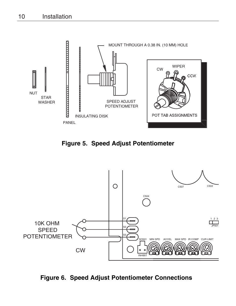 Cw 10k ohm speed potentiometer | LEESON Chassis Mount PWM Control: 175292.00 User Manual | Page 16 / 44