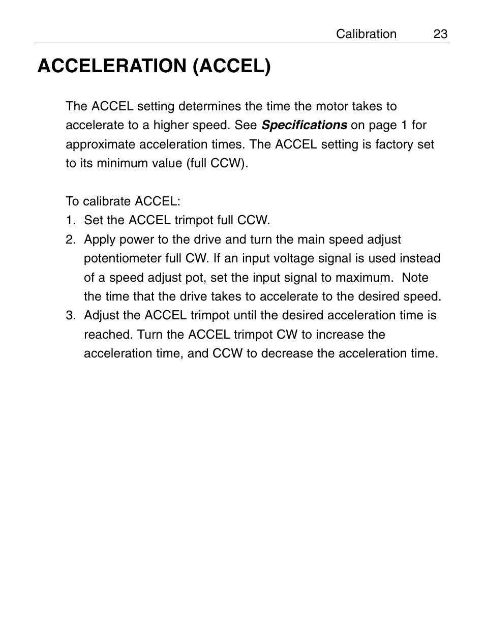 Acceleration (accel) | LEESON Chassis Mount PWM Control: 175292.00 User Manual | Page 29 / 44