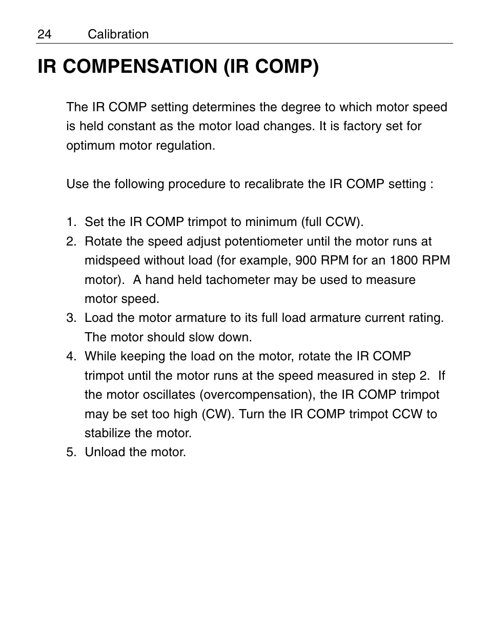 Ir compensation (ir comp) | LEESON Chassis Mount PWM Control: 175292.00 User Manual | Page 30 / 44