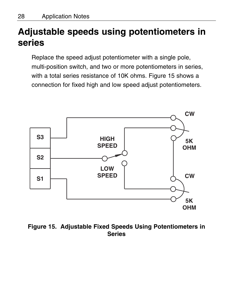 Adjustable speeds using pots in series, Adjustable speeds using potentiometers in series | LEESON Chassis Mount PWM Control: 175292.00 User Manual | Page 34 / 44