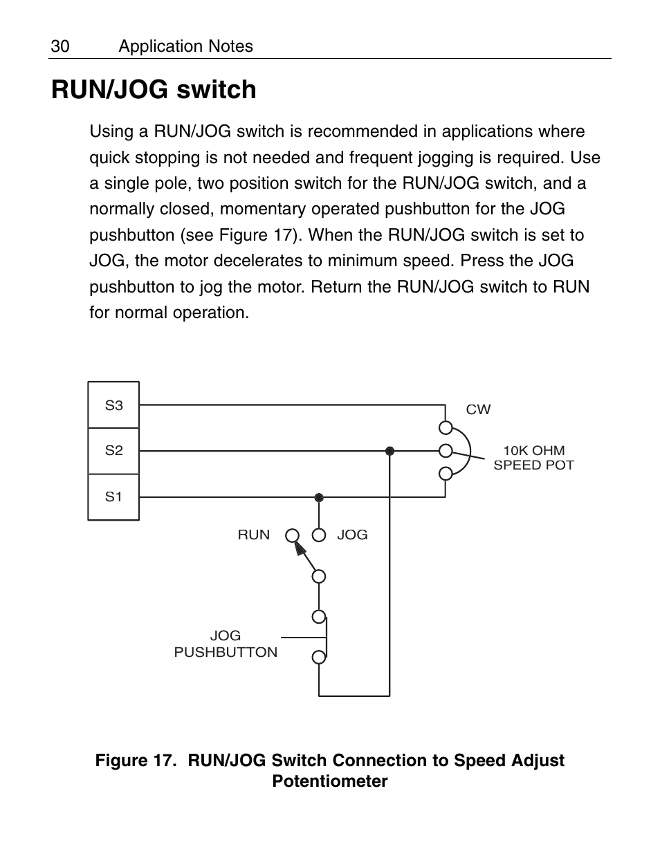 Run/jog switch | LEESON Chassis Mount PWM Control: 175292.00 User Manual | Page 36 / 44