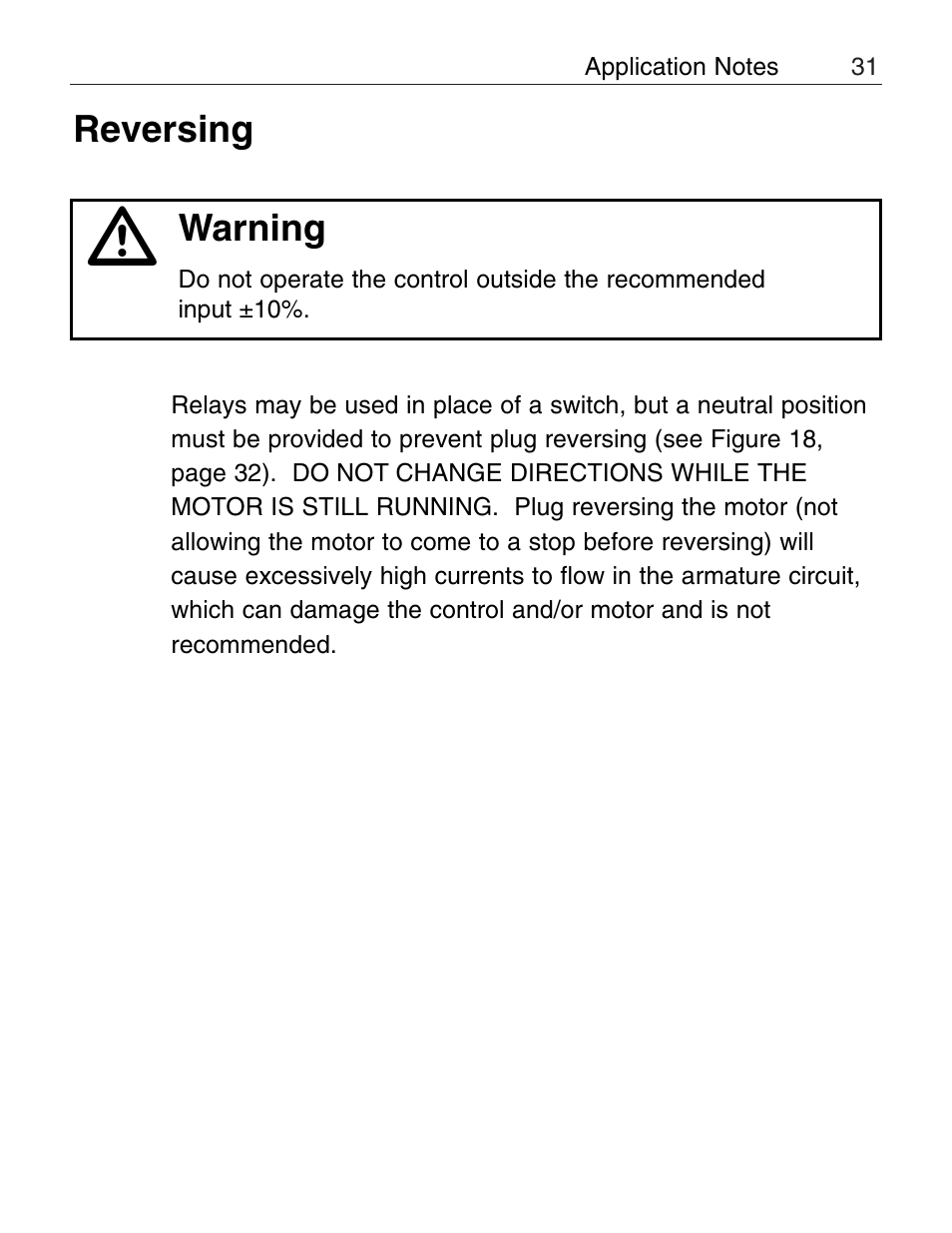 Reversing | LEESON Chassis Mount PWM Control: 175292.00 User Manual | Page 37 / 44