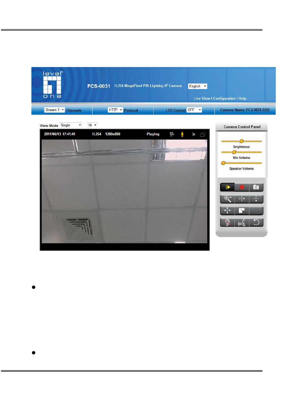 Live view | LevelOne FCS-0031 User Manual | Page 22 / 50