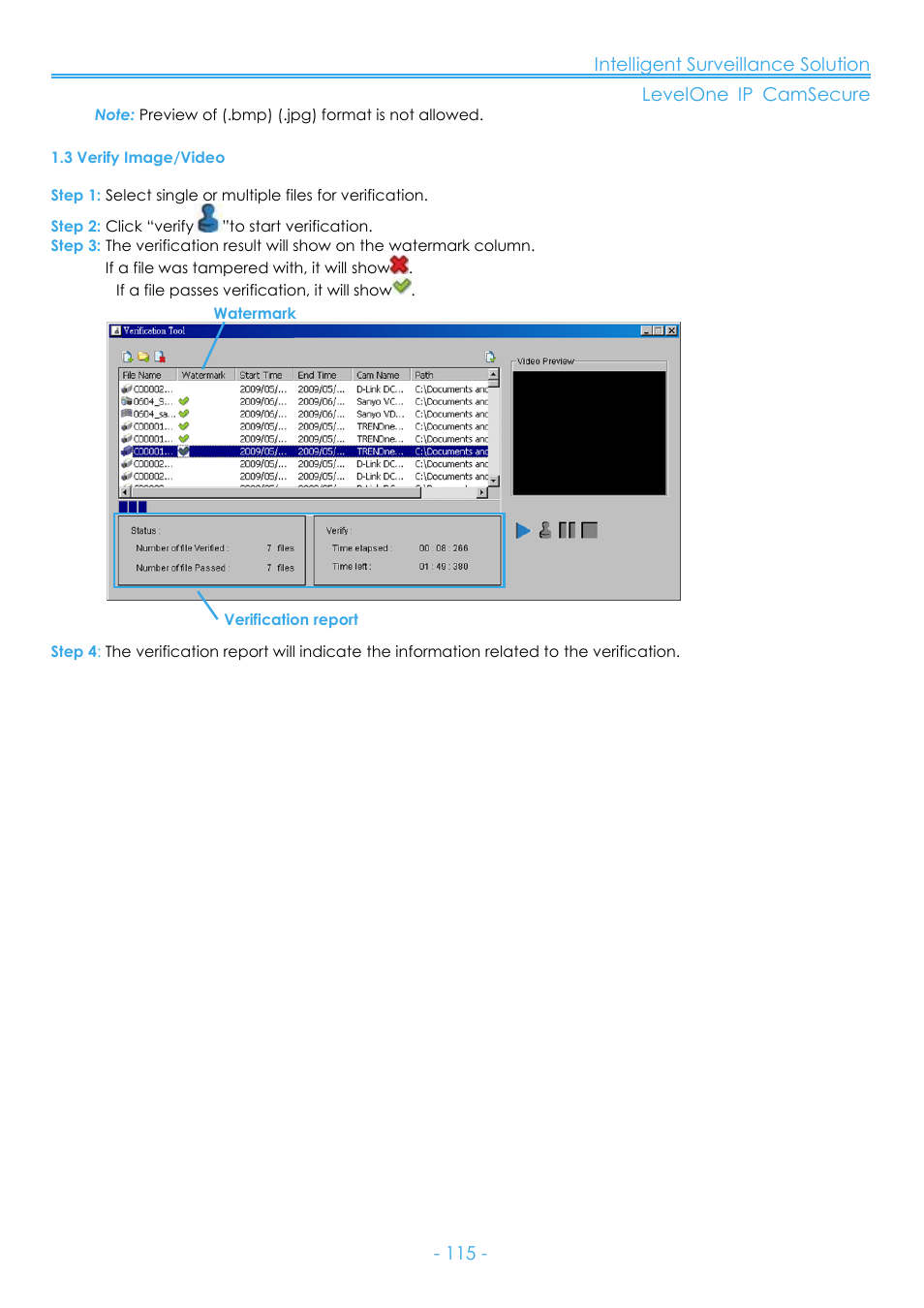 3 verify image/video | LevelOne FCS-8006 User Manual | Page 116 / 139