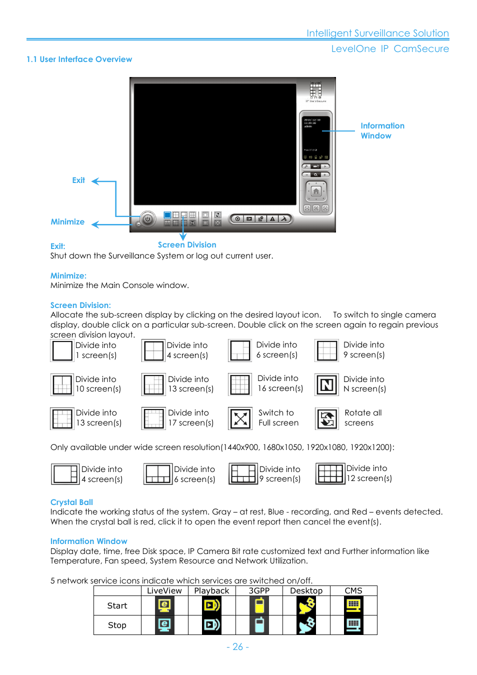 1 user interface overview | LevelOne FCS-8006 User Manual | Page 27 / 139