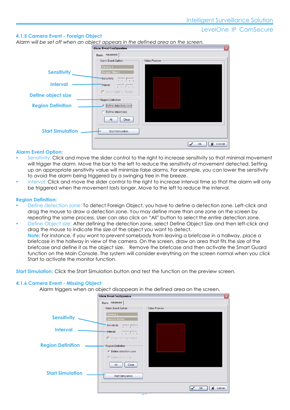 5 camera event - foreign object, 6 camera event - missing object | LevelOne FCS-8006 User Manual | Page 60 / 139