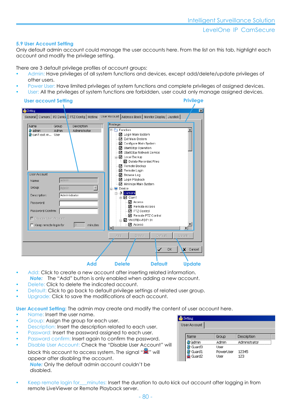 9 user account setting | LevelOne FCS-8006 User Manual | Page 81 / 139