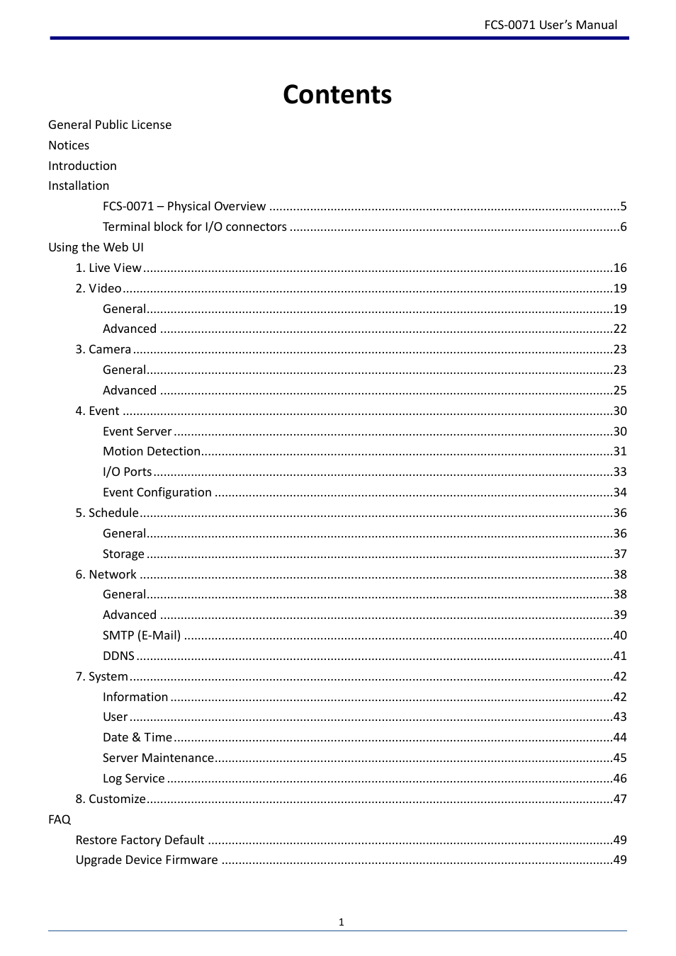 LevelOne FCS-0071 User Manual | Page 2 / 51