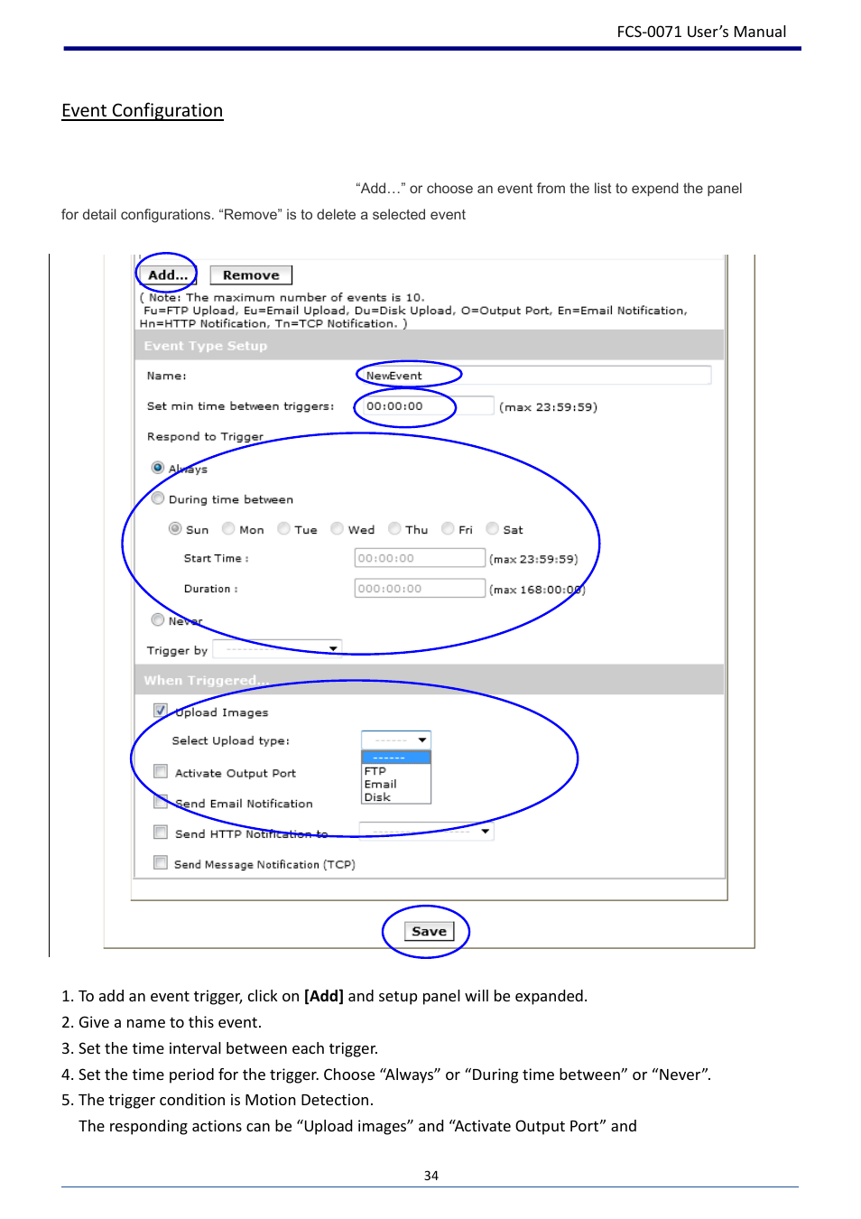Event configuration | LevelOne FCS-0071 User Manual | Page 35 / 51