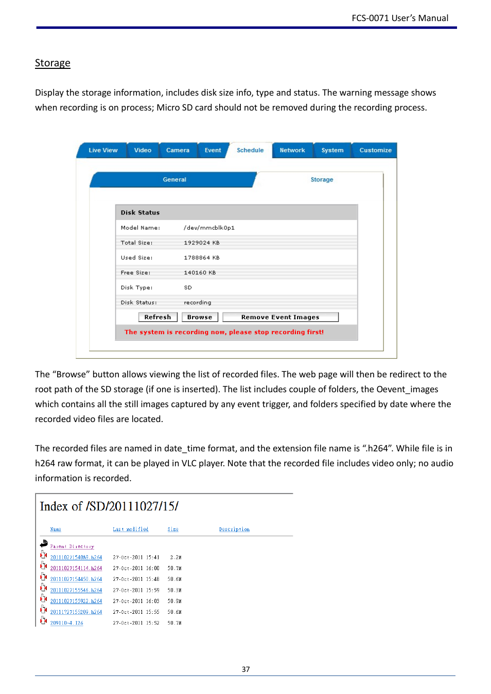 Storage | LevelOne FCS-0071 User Manual | Page 38 / 51