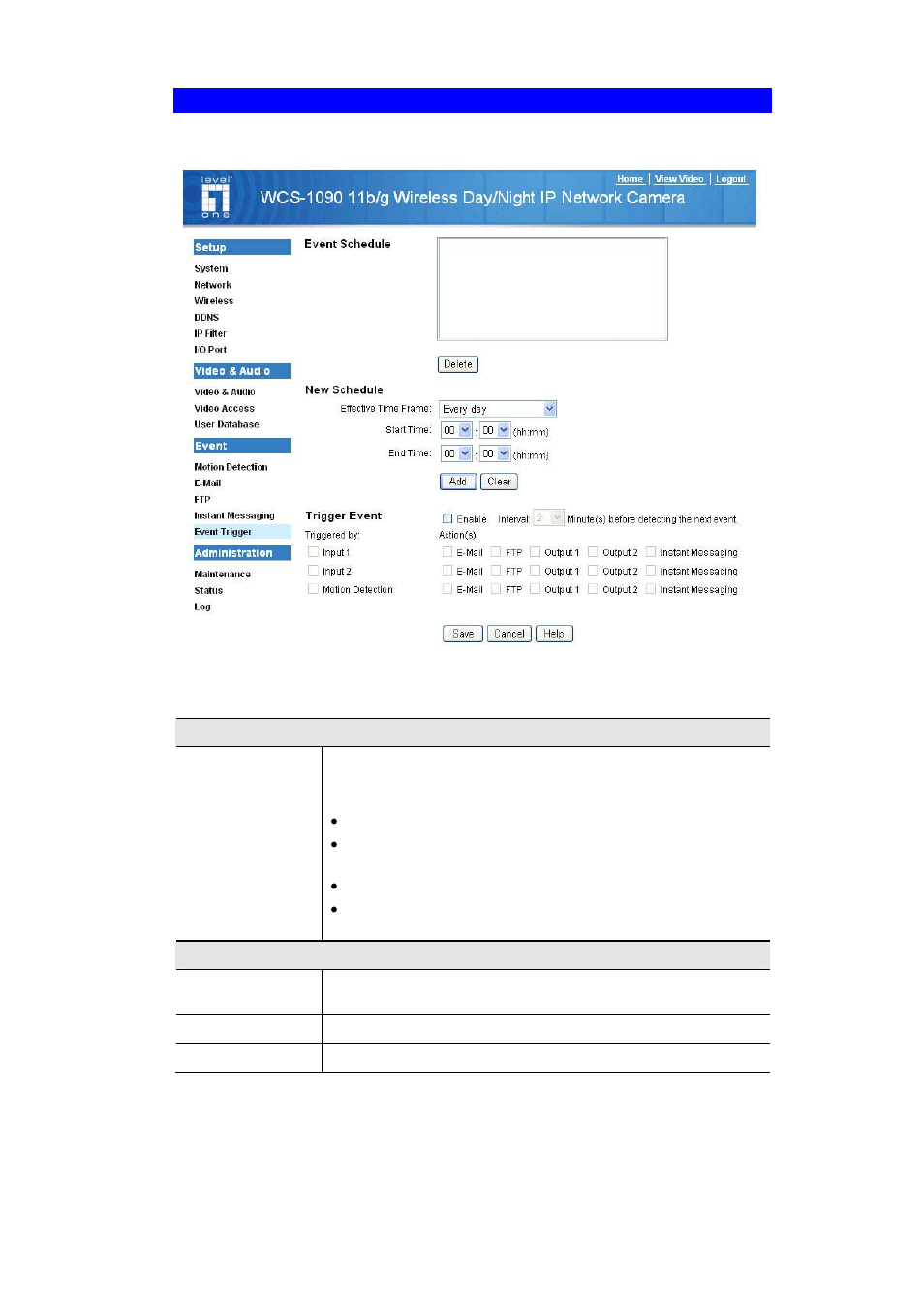 Event trigger screen | LevelOne FCS-1091 User Manual | Page 62 / 92