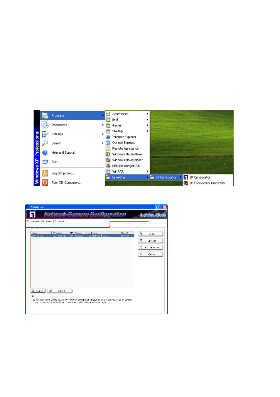 How to use ip camlocator, Main menu | LevelOne FCS-1101 User Manual | Page 9 / 81