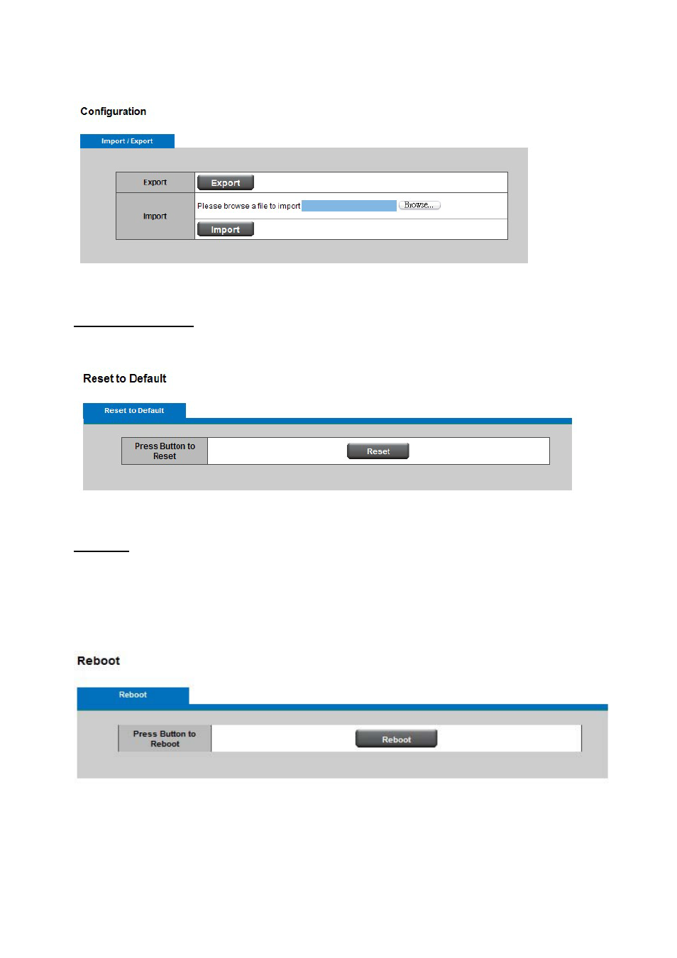 Reset to default, Reboot | LevelOne FCS-1122 User Manual | Page 49 / 49