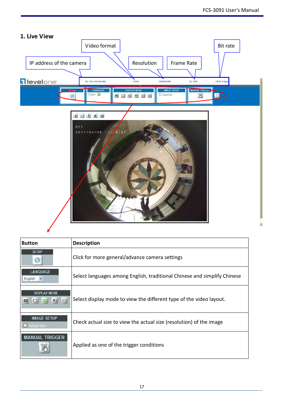 Live view | LevelOne FCS-3091 User Manual | Page 18 / 53