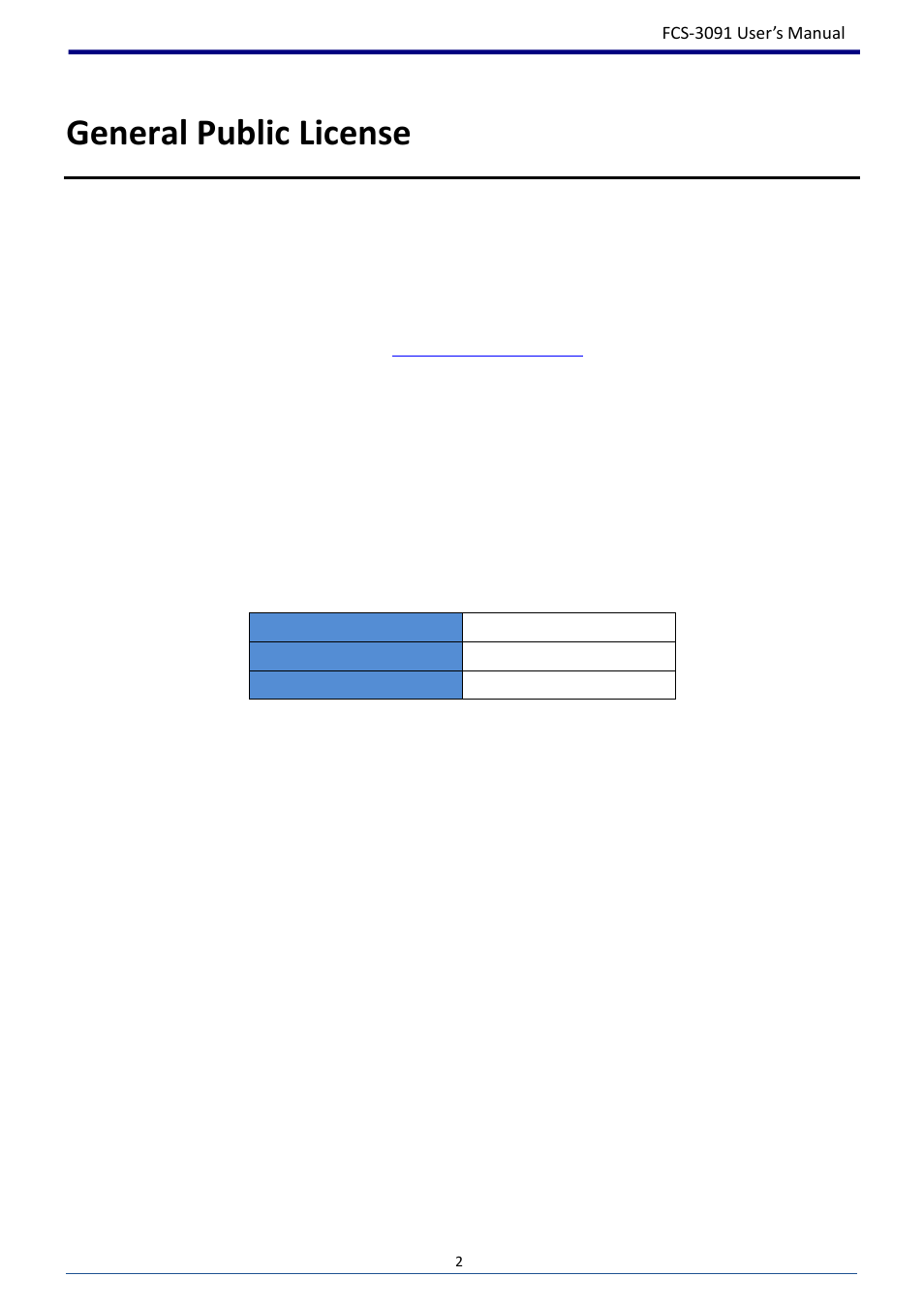 General public license | LevelOne FCS-3091 User Manual | Page 3 / 53
