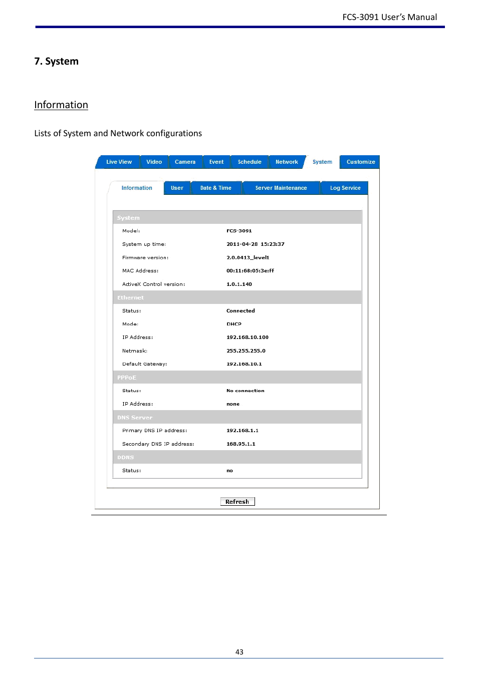 System, Information | LevelOne FCS-3091 User Manual | Page 44 / 53