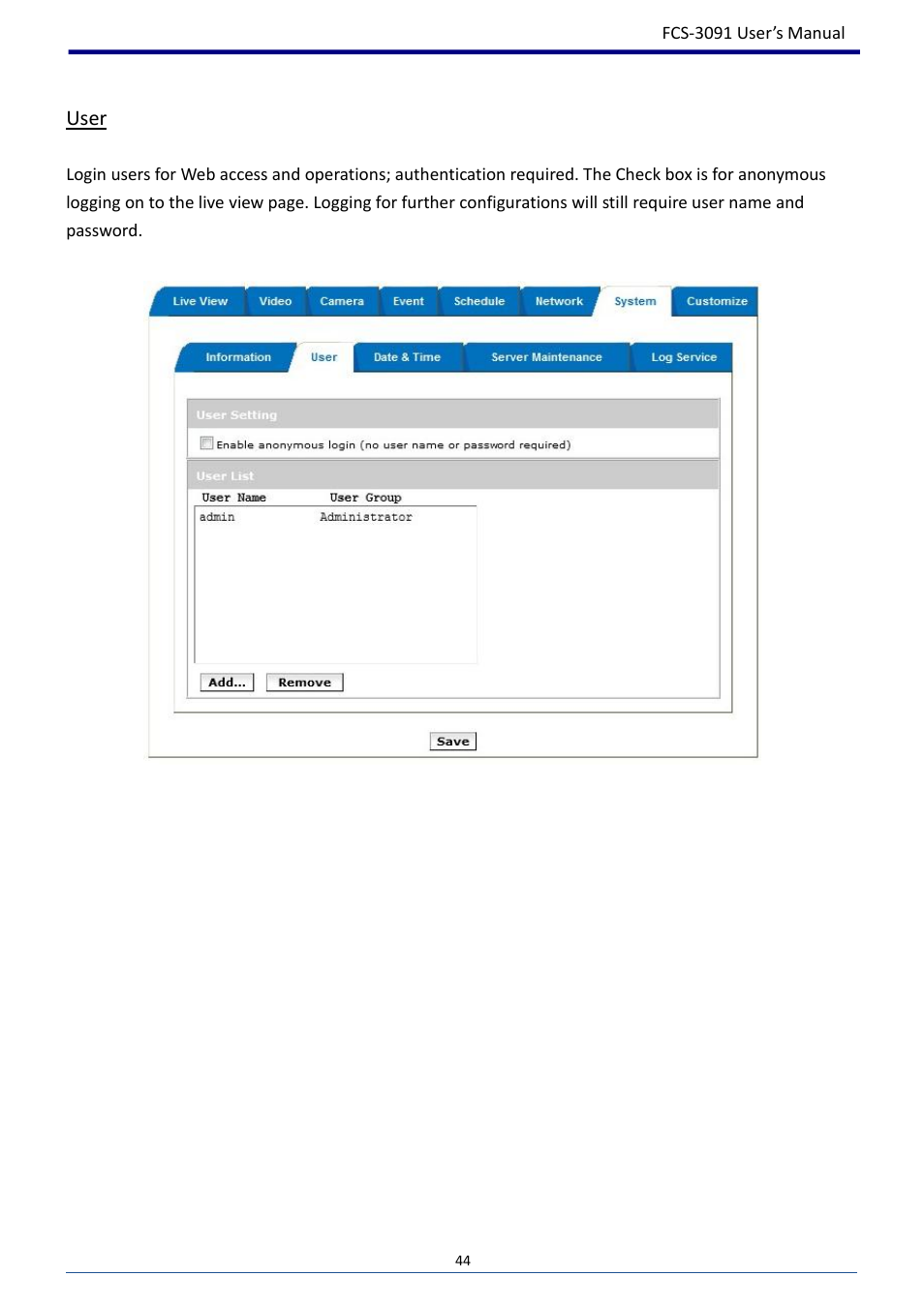 User | LevelOne FCS-3091 User Manual | Page 45 / 53