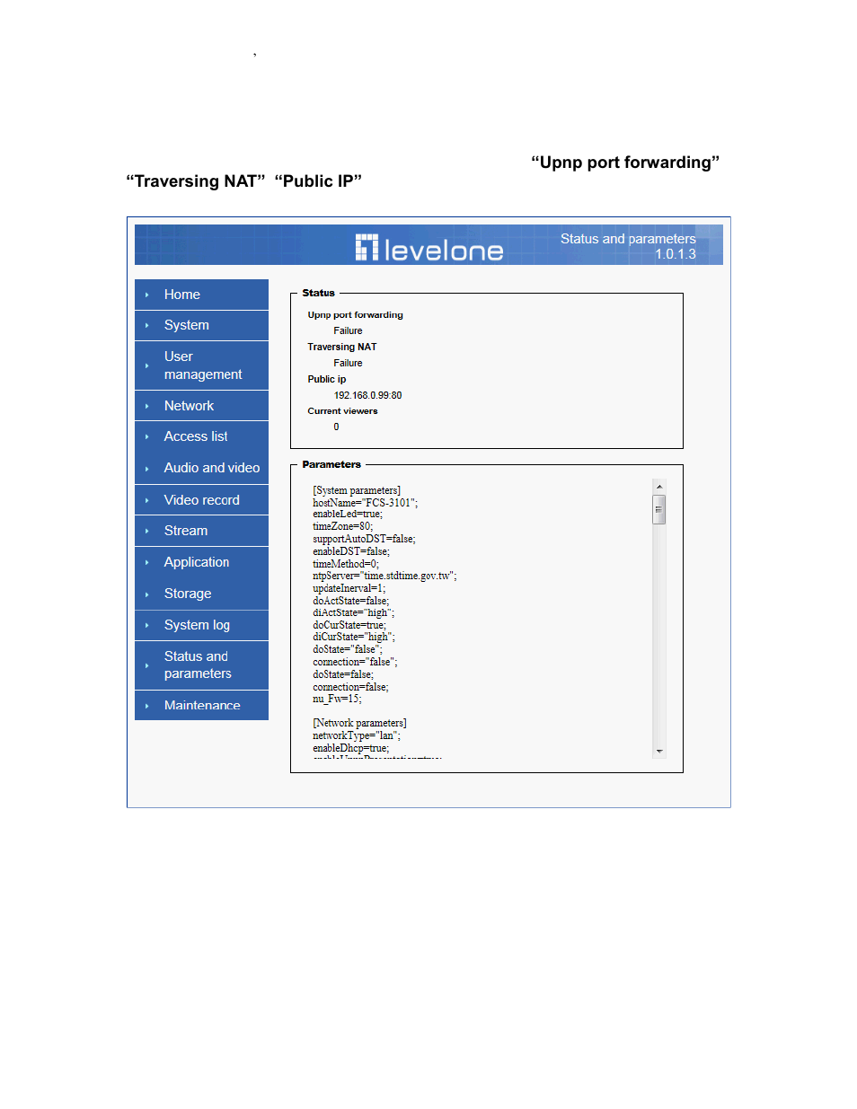 Status and parameters | LevelOne FCS-3101 User Manual | Page 45 / 54