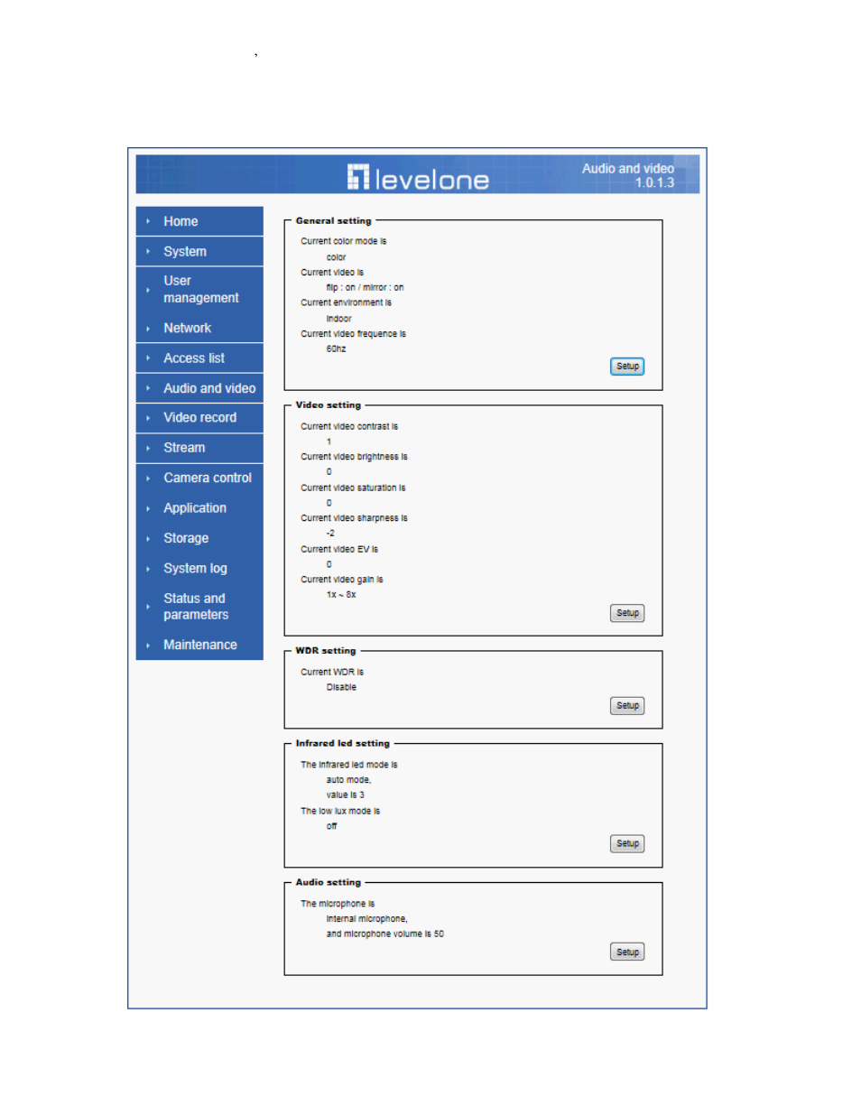 Audio and video setting | LevelOne FCS-4101 User Manual | Page 33 / 56