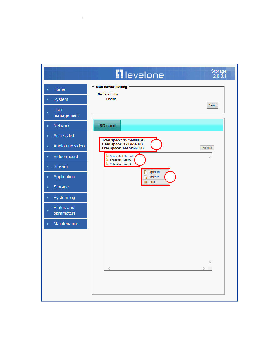 Storage | LevelOne FCS-5042 User Manual | Page 43 / 56