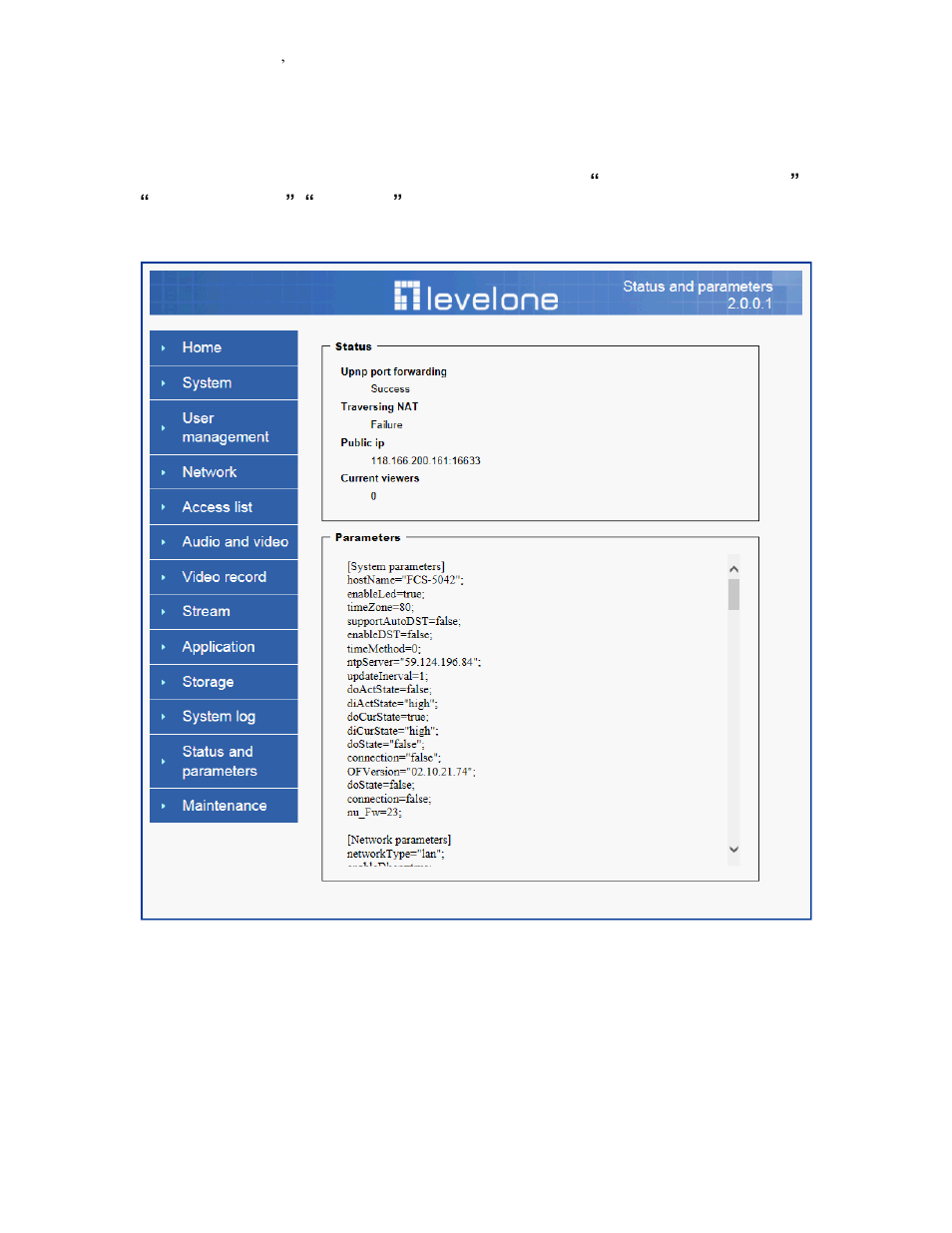 Status and parameters | LevelOne FCS-5042 User Manual | Page 46 / 56