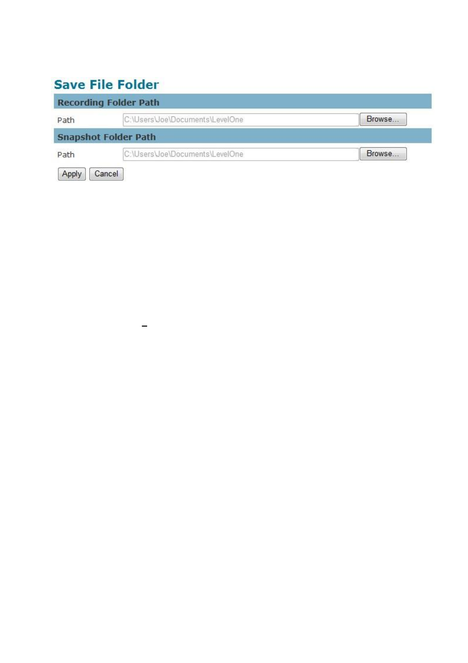 Save file folder, Device information | LevelOne FCS-5052 User Manual | Page 62 / 63