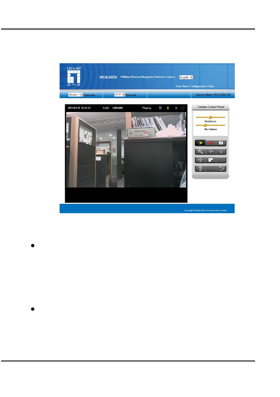 Live view | LevelOne WCS-0050 User Manual | Page 23 / 56