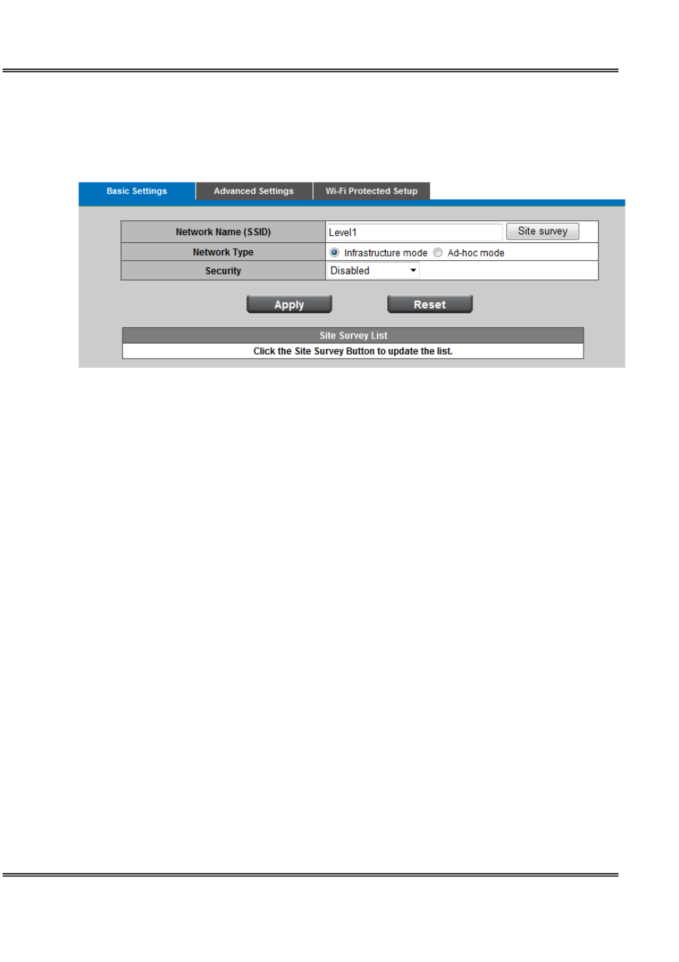 Wireless, Basic settings, Security | LevelOne WCS-0050 User Manual | Page 38 / 56