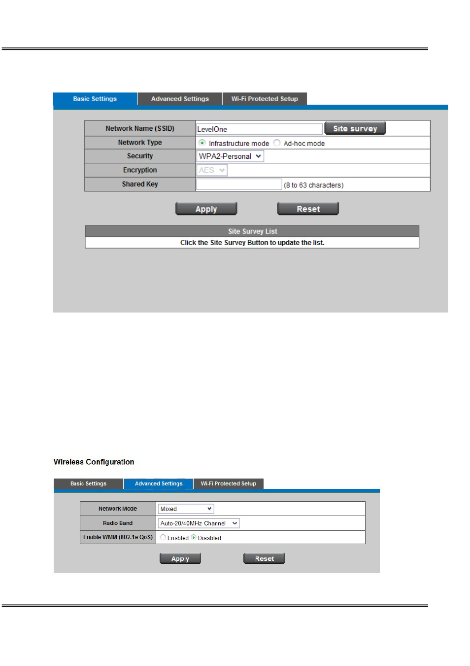 Wpa2-personal, Advanced settings | LevelOne WCS-0050 User Manual | Page 41 / 56