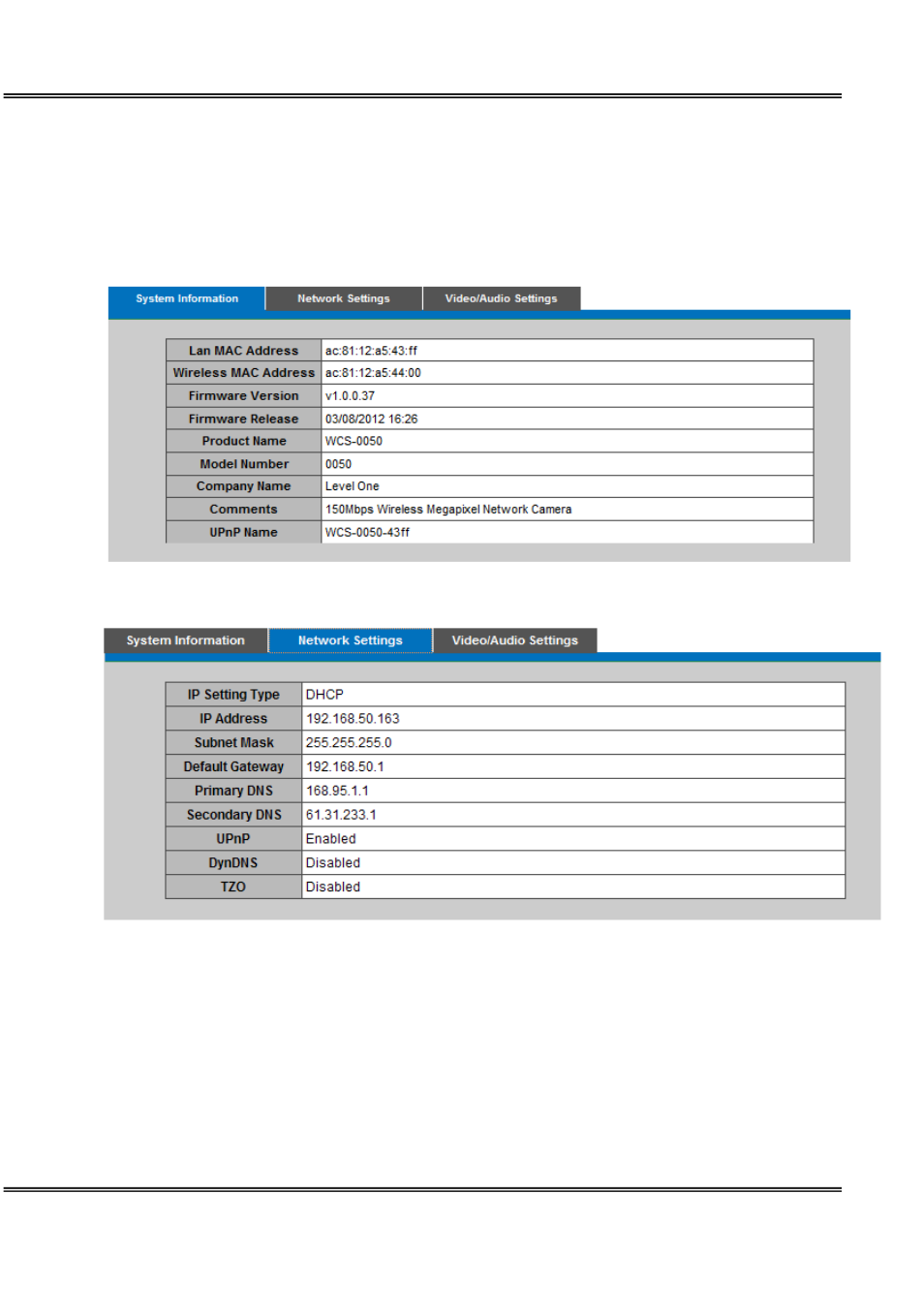 Device information | LevelOne WCS-0050 User Manual | Page 51 / 56