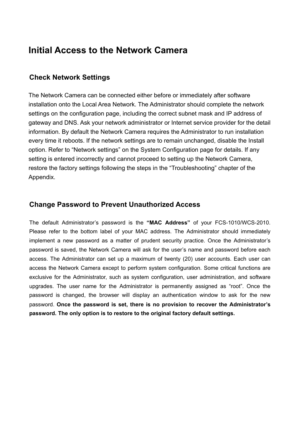 Initial access to the network camera | LevelOne WCS-2010 User Manual | Page 12 / 68
