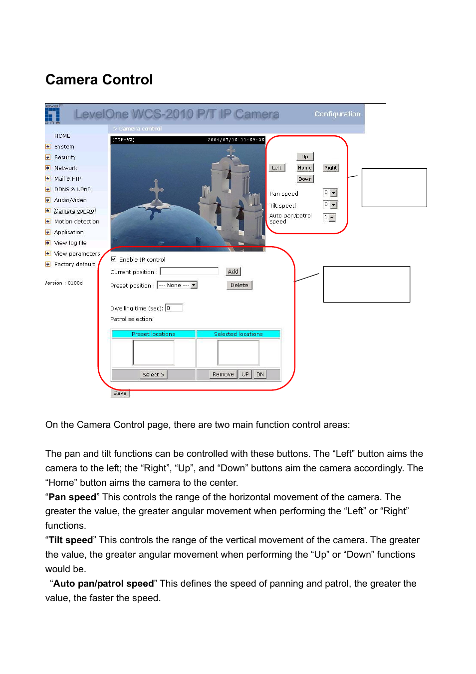 Camera control | LevelOne WCS-2010 User Manual | Page 49 / 68