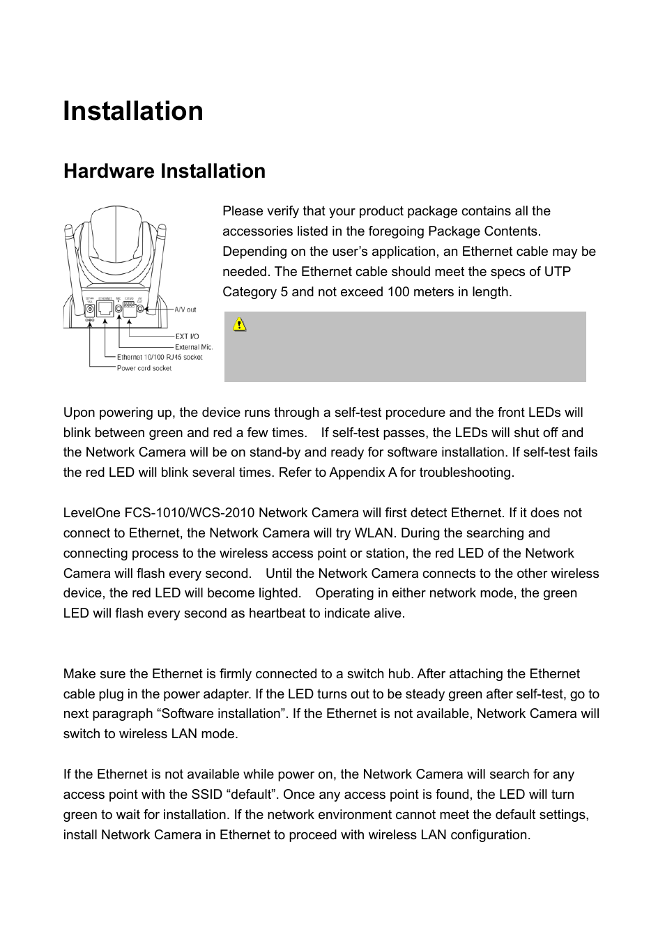 Installation, Hardware installation | LevelOne WCS-2010 User Manual | Page 7 / 68