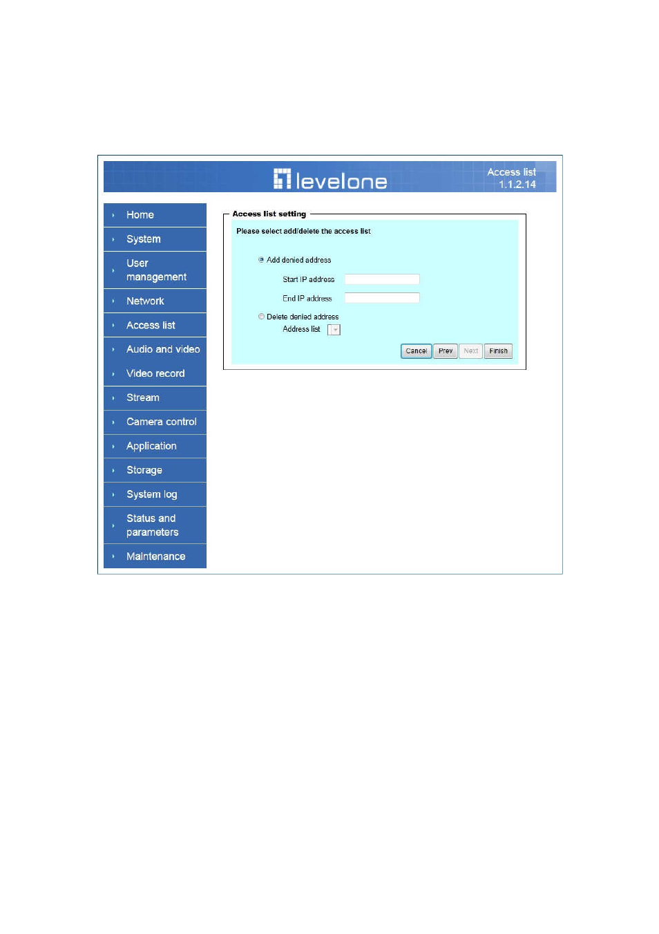 Access list | LevelOne WCS-6050 User Manual | Page 31 / 54