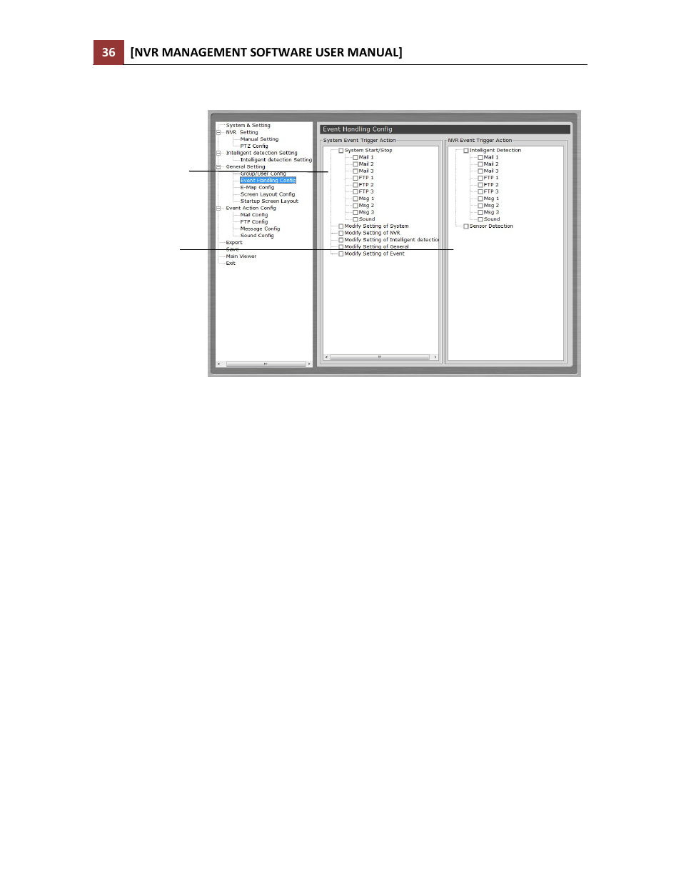 Event handling configuration | LevelOne NVR-0216 User Manual | Page 36 / 86