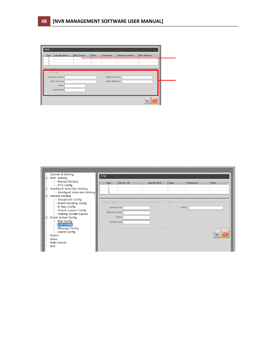 Configure ftp server for events | LevelOne NVR-0216 User Manual | Page 48 / 86