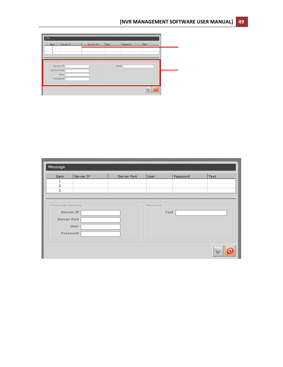 Configure message server for events | LevelOne NVR-0216 User Manual | Page 49 / 86