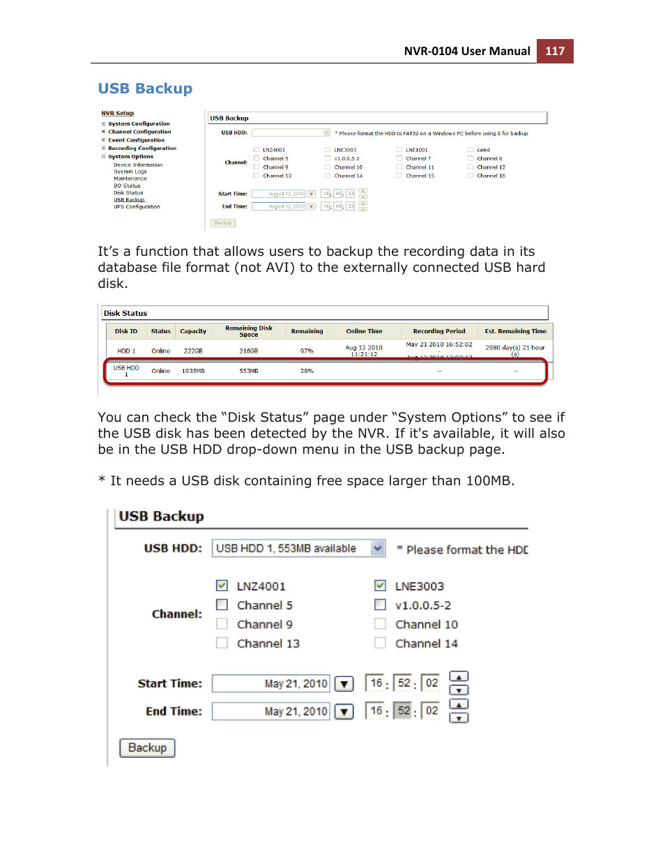 Usb backup | LevelOne NVR-0104 User Manual | Page 117 / 157